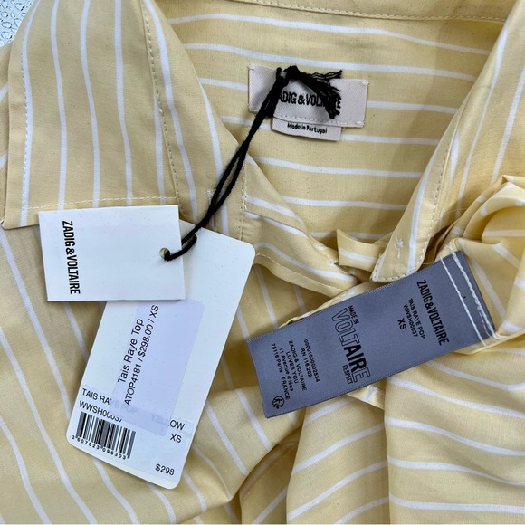 NWT Zadig & Voltaire Tais Raye Pop Shirt Button Blouse Top Striped Oversized XS - Picture 12 of 15